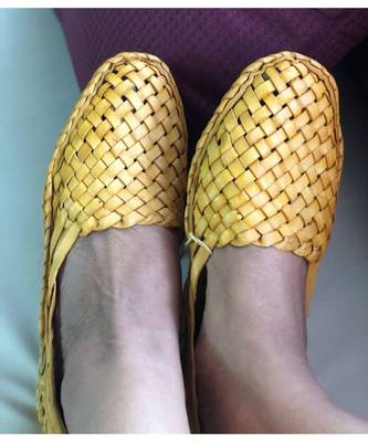Woven Mules/ Criss Cross Leather Women Shoes/ Light Brown Women FlatsFlats 5