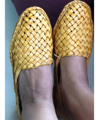 Woven Mules/ Criss Cross Leather Women Shoes/ Light Brown Women FlatsFlats 6