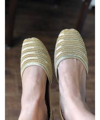Gold Sequin Women Party Shoes, Gold Bridal Women Jutti, Indian Ethnic Shoes 2