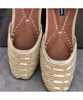 Gold Sequin Women Party Shoes, Gold Bridal Women Jutti, Indian Ethnic Shoes 3