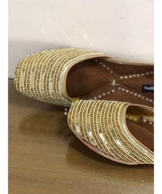 Gold Sequin Women Party Shoes, Gold Bridal Women Jutti, Indian Ethnic Shoes 4