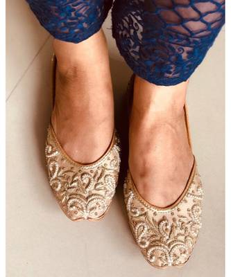 Rose Gold Beaded Bridal Shoes, Copper Women Wedding Shoes, Indian Ethnic Shoes 1