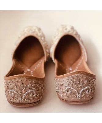 Rose Gold Beaded Bridal Shoes, Copper Women Wedding Shoes, Indian Ethnic Shoes 4