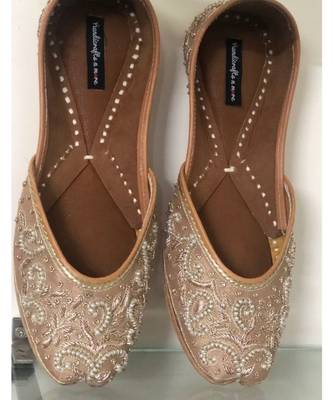 Rose Gold Beaded Bridal Shoes, Copper Women Wedding Shoes, Indian Ethnic Shoes 6