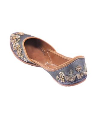 Bridal Shoes,Grey Embroidered Shoes,Grey Women Wedding Jutti,Indian Ethnic Shoes 2