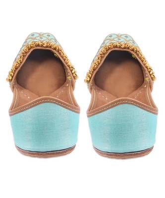 Green Bridal Shoes With Ghungaroos, Green Ballet Shoes, Embellished Wedding Shoe 6