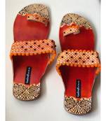 Boho Sandals, Orange Kolhapuri Chappals, Leather Sandals Women, Wedding Sandals