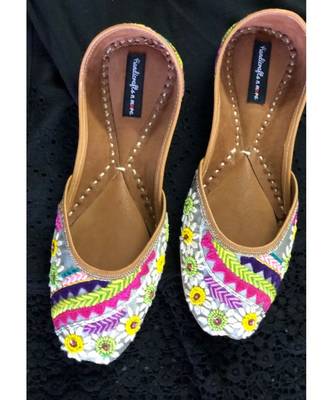 Grey Wedding Shoes, Embroidery Bridal Footwear,Colorful Ethnic Shoes for Wedding 6