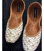 White Embellished Wedding Shoes,White Beaded Bridal Footwear,Ethnic Indian Shoes