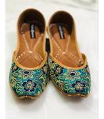 Bridal Shoe, Green Floral Printed Shoes, Women Punjabi Jutti,Indian Ethnic Shoes