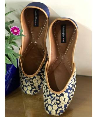 Blue Bridal Shoes, Blue Ballet Shoes, Blue Wedding Shoes, Embroidered Juttis, Indian Shoes Mojaris/Jutti/ Khussa 5