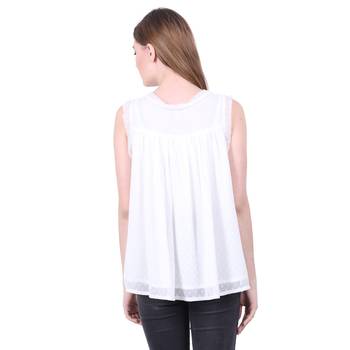White Printed Blended Cotton Sleeveless Top  4