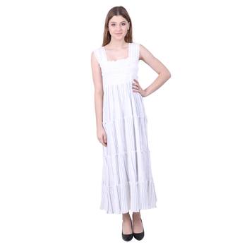 White Printed Cotton Maxi Dress 1