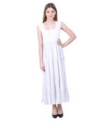 White Printed Cotton Maxi Dress