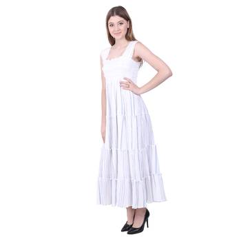 White Printed Cotton Maxi Dress 2