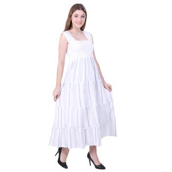 White Printed Cotton Maxi Dress 3