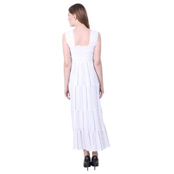 White Printed Cotton Maxi Dress 4