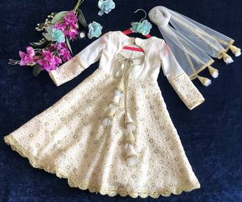 White Chikan Ork Georgette ,Anarkali Suit 2
