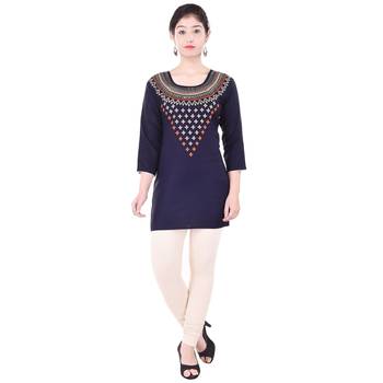 Blue embroidered rayon embroidered-kurtis 1