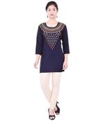 Blue embroidered rayon embroidered-kurtis