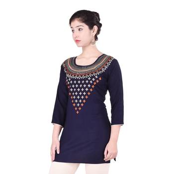Blue embroidered rayon embroidered-kurtis 3