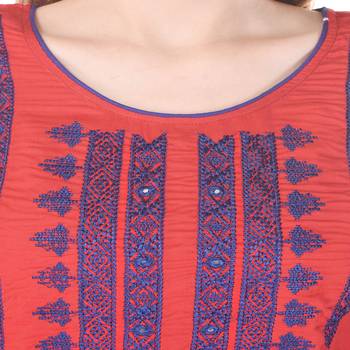 Red embroidered rayon embroidered-kurtis 5