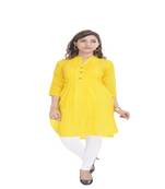 Yellow plain cotton ethnic-kurtis