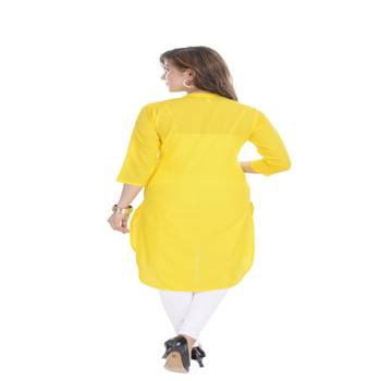 Yellow plain cotton ethnic-kurtis 2