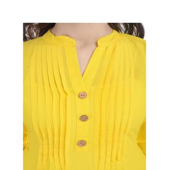 Yellow plain cotton ethnic-kurtis 5