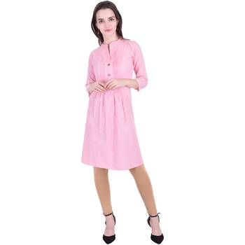 Light-pink plain cotton ethnic-kurtis 1