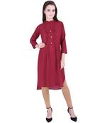 Maroon plain cotton ethnic-kurtis