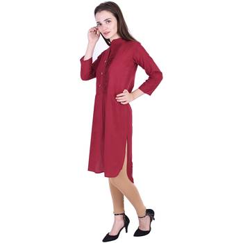 Maroon plain cotton ethnic-kurtis 3