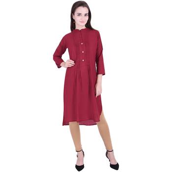Maroon plain cotton ethnic-kurtis 4