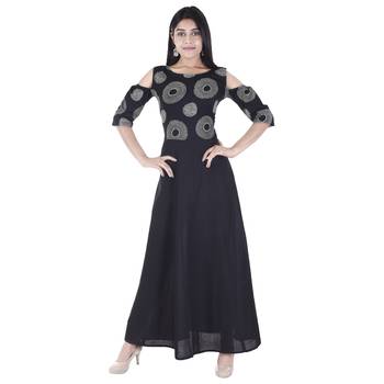 Black printed cotton ethnic-kurtis 1