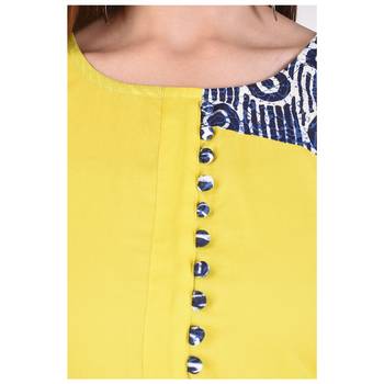 Yellow printed cotton ethnic-kurtis 5