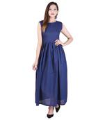 Blue plain cotton ethnic-kurtis