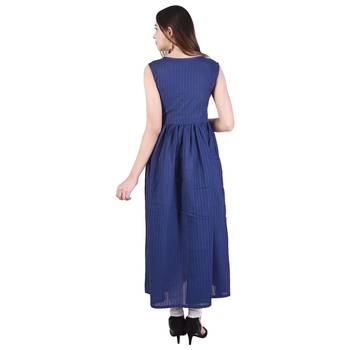 Blue plain cotton ethnic-kurtis 2