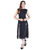 Black plain cotton ethnic-kurtis