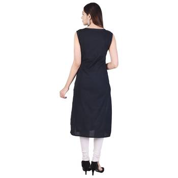 Black plain cotton ethnic-kurtis 2