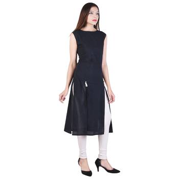 Black plain cotton ethnic-kurtis 3