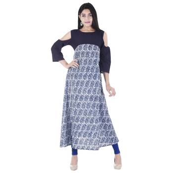blue printed cotton ethnic-kurtis 1