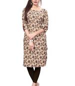 Brown color Printed American Crepe Straight Kurti