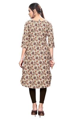Brown color Printed American Crepe Straight Kurti 2