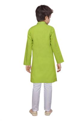 Green plain cotton boys-kurta-pyjama 4