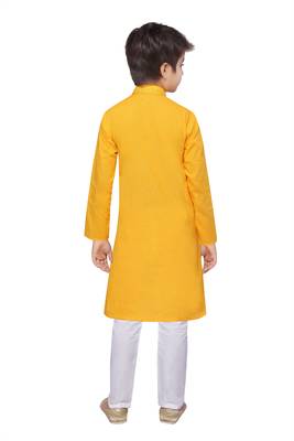 Gold plain cotton boys-kurta-pyjama 4