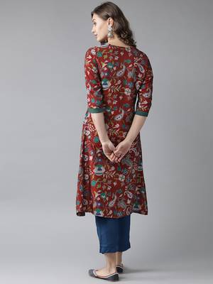 Maroon printed rayon ethnic-kurtis 2