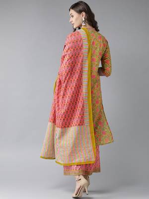 Olive floral print cotton salwar 2