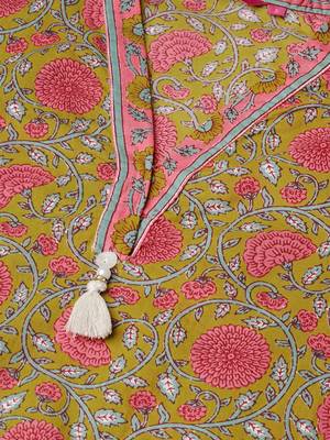 Olive floral print cotton salwar 4