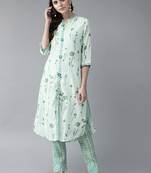 Sky-blue floral print rayon salwar