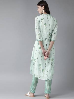 Sky-blue floral print rayon salwar 2
